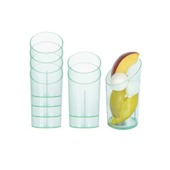Mini Serve 2 oz Round Seagreen Plastic Incline Shot Glass - 2