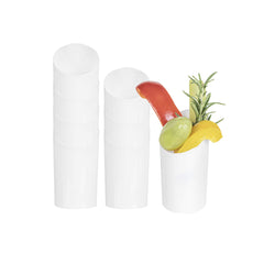 Mini Serve 2 oz Round White Plastic Incline Shot Glass - 2