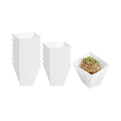 Mini Serve 2 oz Square White Plastic Girata Dessert Dish - 2