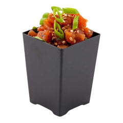 Mini Serve 4 oz Square Black Plastic Tall Quadrato Cup - 2