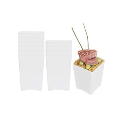 Mini Serve 4 oz Square White Plastic Tall Quadrato Cup - 2