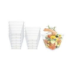 Mini Serve 2 oz Square Clear Plastic Mini Kova Cup - 2