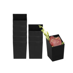 Mini Serve 3 oz Square Black Plastic Incline Cup - 1 3/4