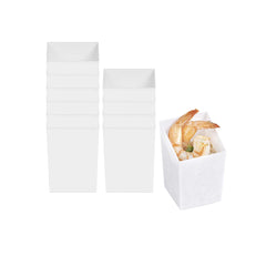 Mini Serve 3 oz Square White Plastic Incline Cup - 1 3/4