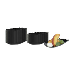 Mini Serve Black Plastic Mini Coquille Plate - 3 1/4