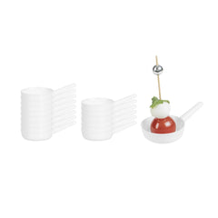 Mini Serve 1 oz Round White Plastic Mini Sauce Pan - 3 1/4
