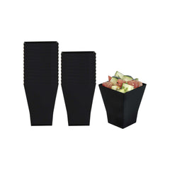 Mini Serve 2 oz Square Black Plastic Bonito Cup - 1 3/4