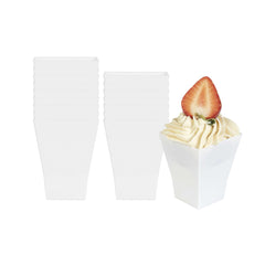Mini Serve 2 oz Square White Plastic Bonito Cup - 1 3/4