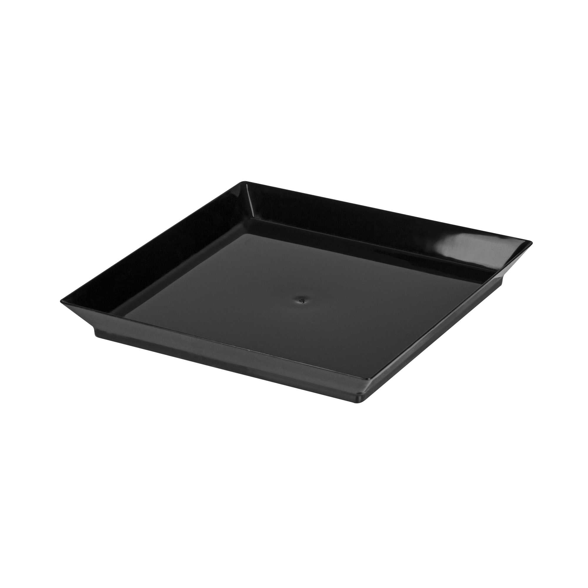 Mini Serve Square Black Plastic Medium Modern Plate - 5" x 5" - 100 count box