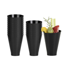 Mini Serve 7 oz Round Black Plastic Incline Glass - 3