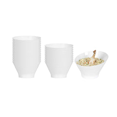 Mini Serve 7 oz Round White Plastic Incline Bowl - 4 1/4
