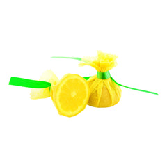 Chef 101 Yellow Cotton Lemon Wrap - Green Satin Ribbon - 5