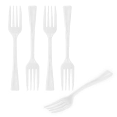 Mini Serve White Plastic Mini Fork - 4