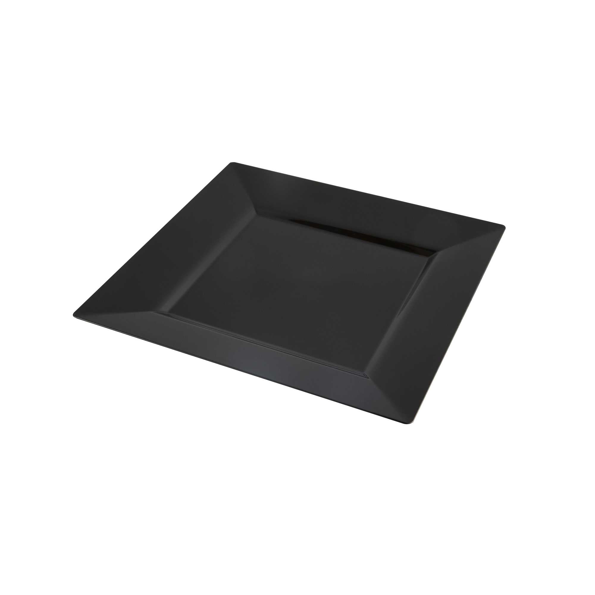 Maxi Serve Square Black Plastic Modern Plate - 9 1/2" x 9 1/2" x 1/2" - 100 count box