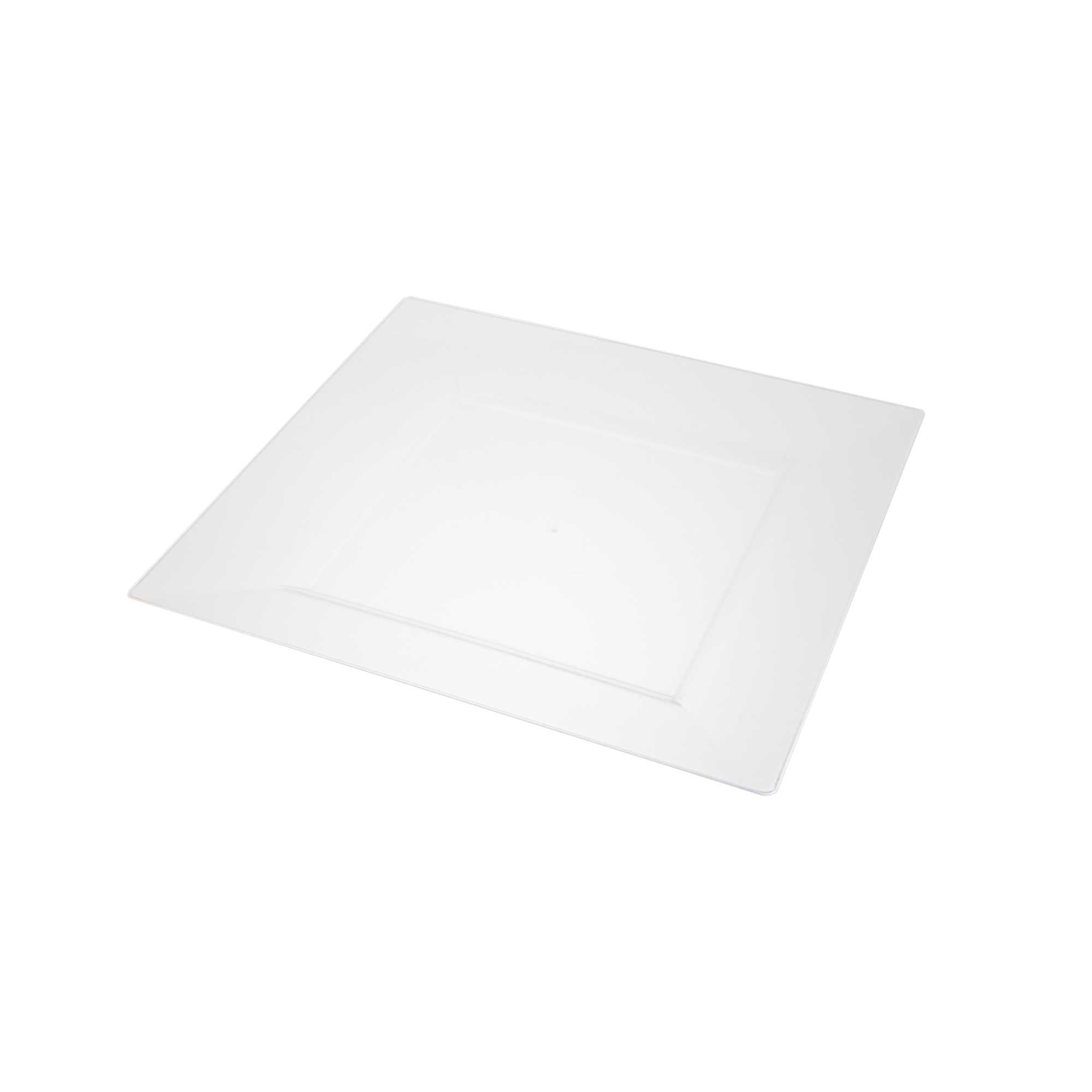 Maxi Serve Square Clear Plastic Modern Plate - 9 1/2" x 9 1/2" x 1/2" - 100 count box