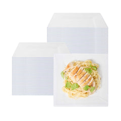 Maxi Serve Square Clear Plastic Modern Plate - 9 1/2