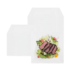Maxi Serve Square White Plastic Modern Plate - 9 1/2