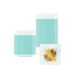 Mini Serve Square Seagreen Plastic Plate - 4 1/4