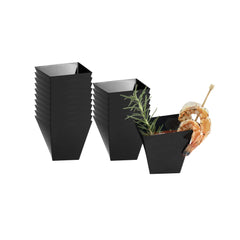 Mini Serve 6 oz Square Black Plastic Large Girata Dish - 3 1/4