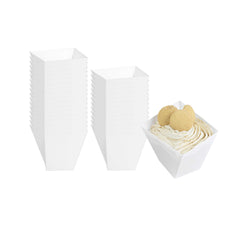 Mini Serve 6 oz Square White Plastic Large Girata Dish - 3 1/4