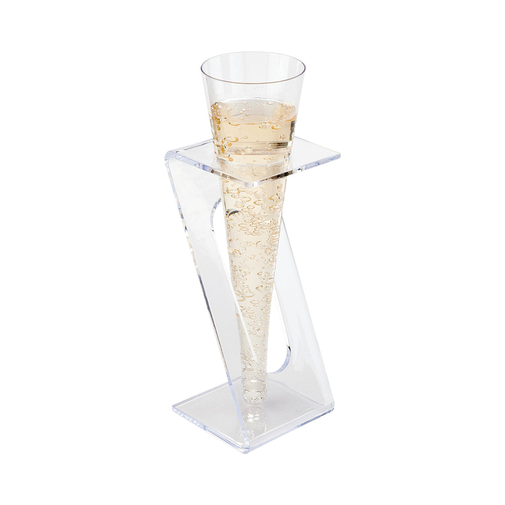 Bev Tek 4 oz Clear Plastic Medium Champagne Flute - Stand Sold Separately - 2" x 2" x 5 1/2" - 100 count box