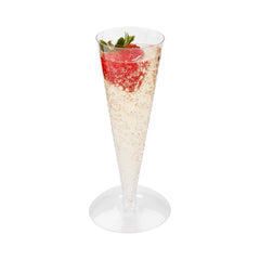 Bev Tek 3 oz Round Clear Plastic Long Champagne Flute - Stand Sold Separately - 1 1/2