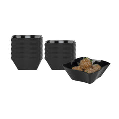 Mini Serve 6 oz Square Black Plastic Aqua Bowl - 3 1/4