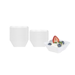 Mini Serve 6 oz Square White Plastic Aqua Bowl - 3 1/4