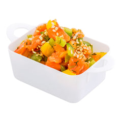 Mini Serve 3 oz Rectangle White Plastic Cocotte - 3 3/4