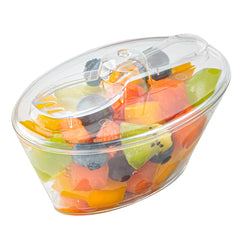 Mini Serve 4 oz Oval Clear Plastic Deli Cup - with Spork in Lid - 4 1/2