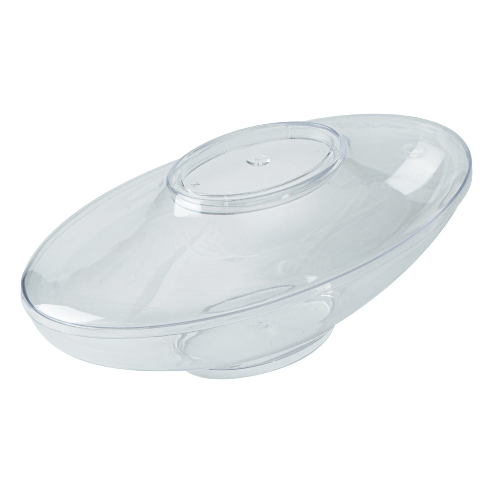 Mini Serve 6 oz Oval Clear Plastic Deli Cup - Stackable, with Lid - 5 1/2" x 3 1/4" x 2 1/2" - 100 count box
