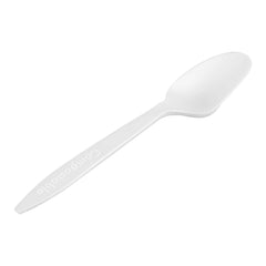 Basic Nature White CPLA Plastic Dessert Spoon - Compostable - 5