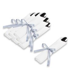 Moderna Silver Plastic Cutlery Set - with White Napkin, Silver Ribbon - 7 1/4