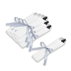 Argento Silver Plastic Cutlery Set - with White Napkin, Silver Ribbon - 7 1/4