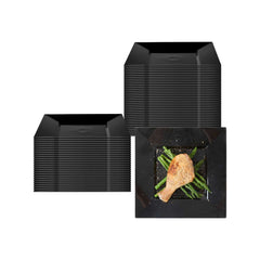 Maxi Serve Square Black Plastic Medium Plate - 8 1/4