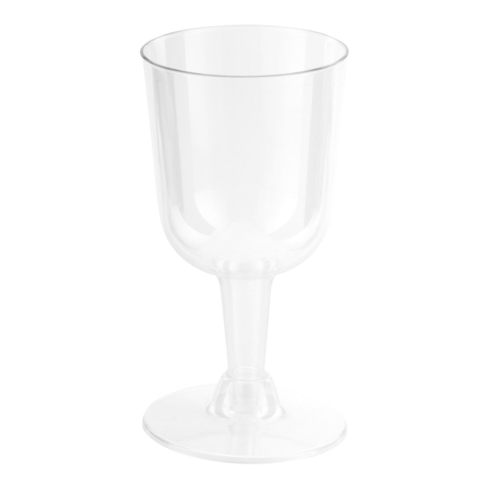 Bev Tek 4 oz Round Clear Plastic Calice Wine Glass - 2 1/2" x 2 1/2" x 5" - 100 count box