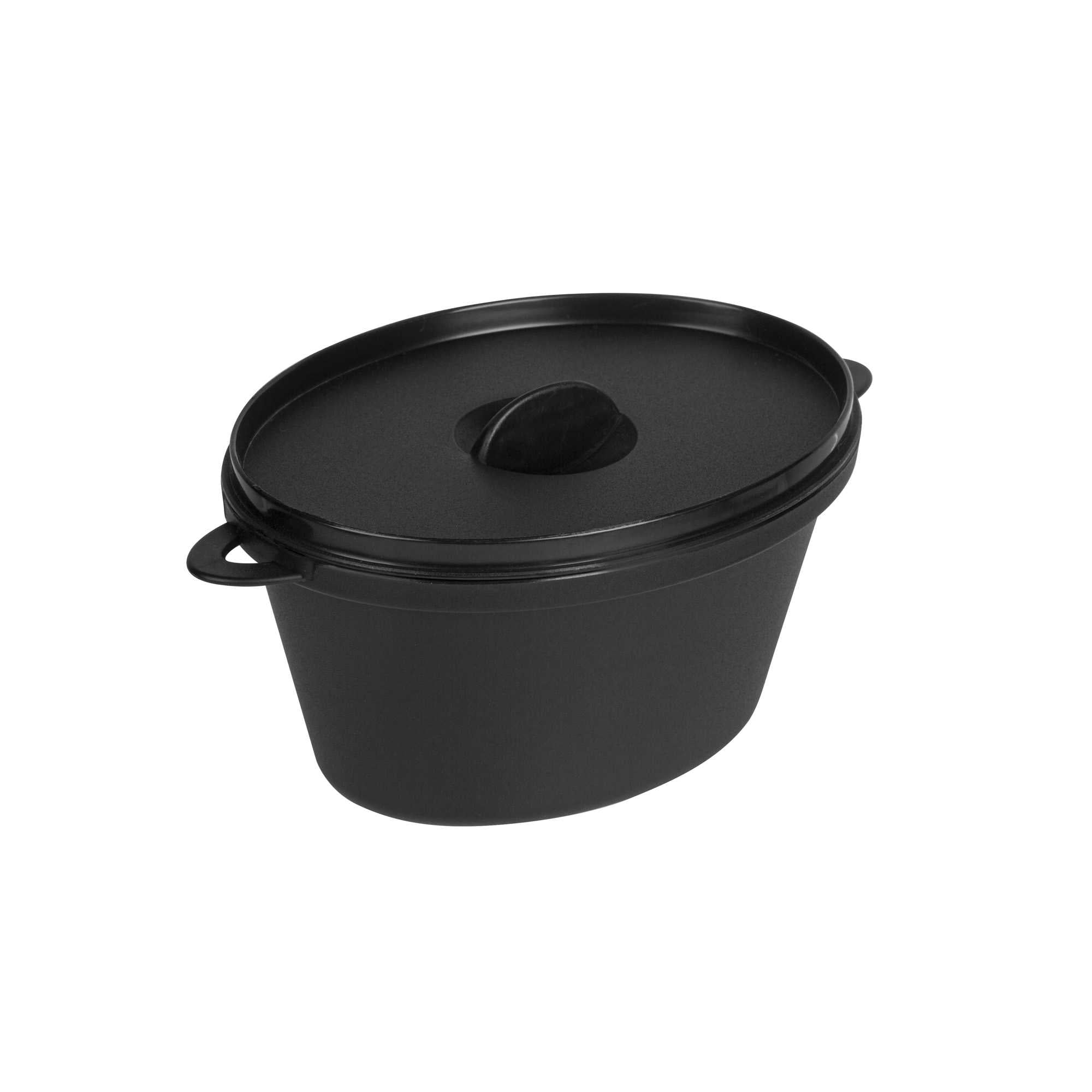 Mini Serve 12 oz Oval Black Plastic Large Kettle Dish - 6" x 4" x 2 3/4" - 100 count box
