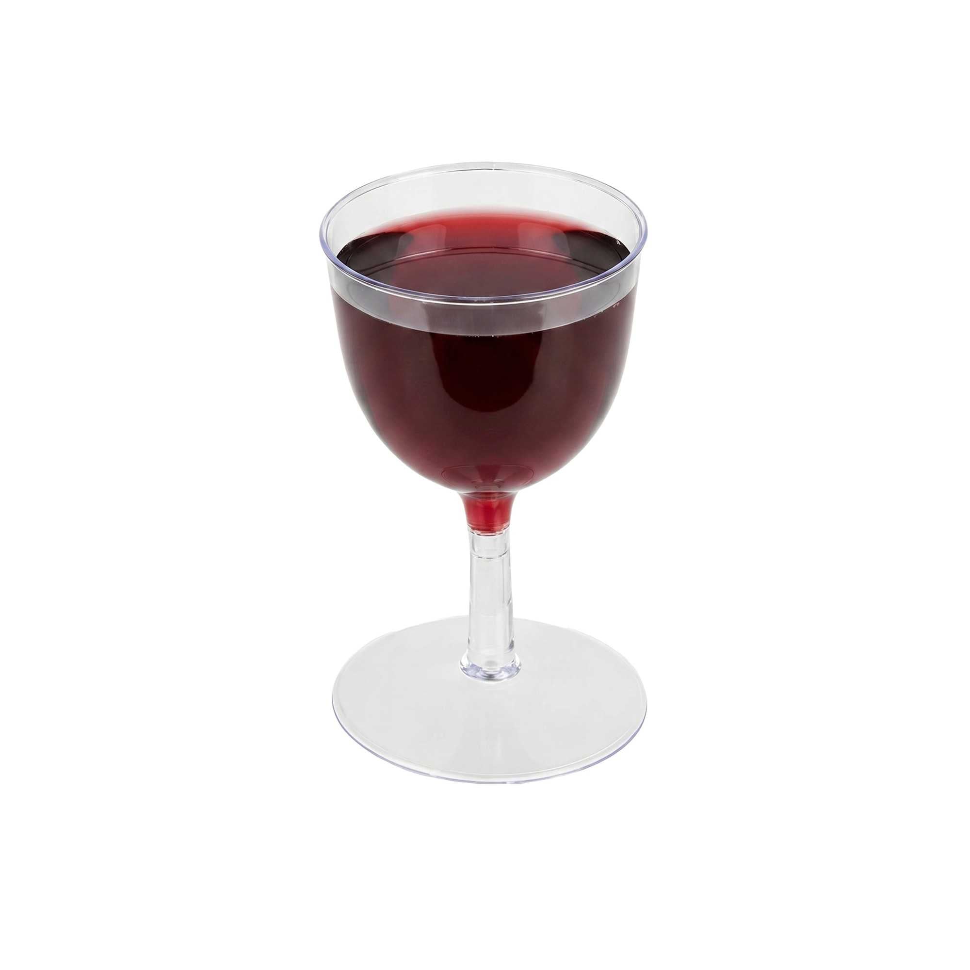 Bev Tek 2 oz Round Clear Plastic Mini Wine Goblet - 2" x 2" x 2 1/2" - 100 count box