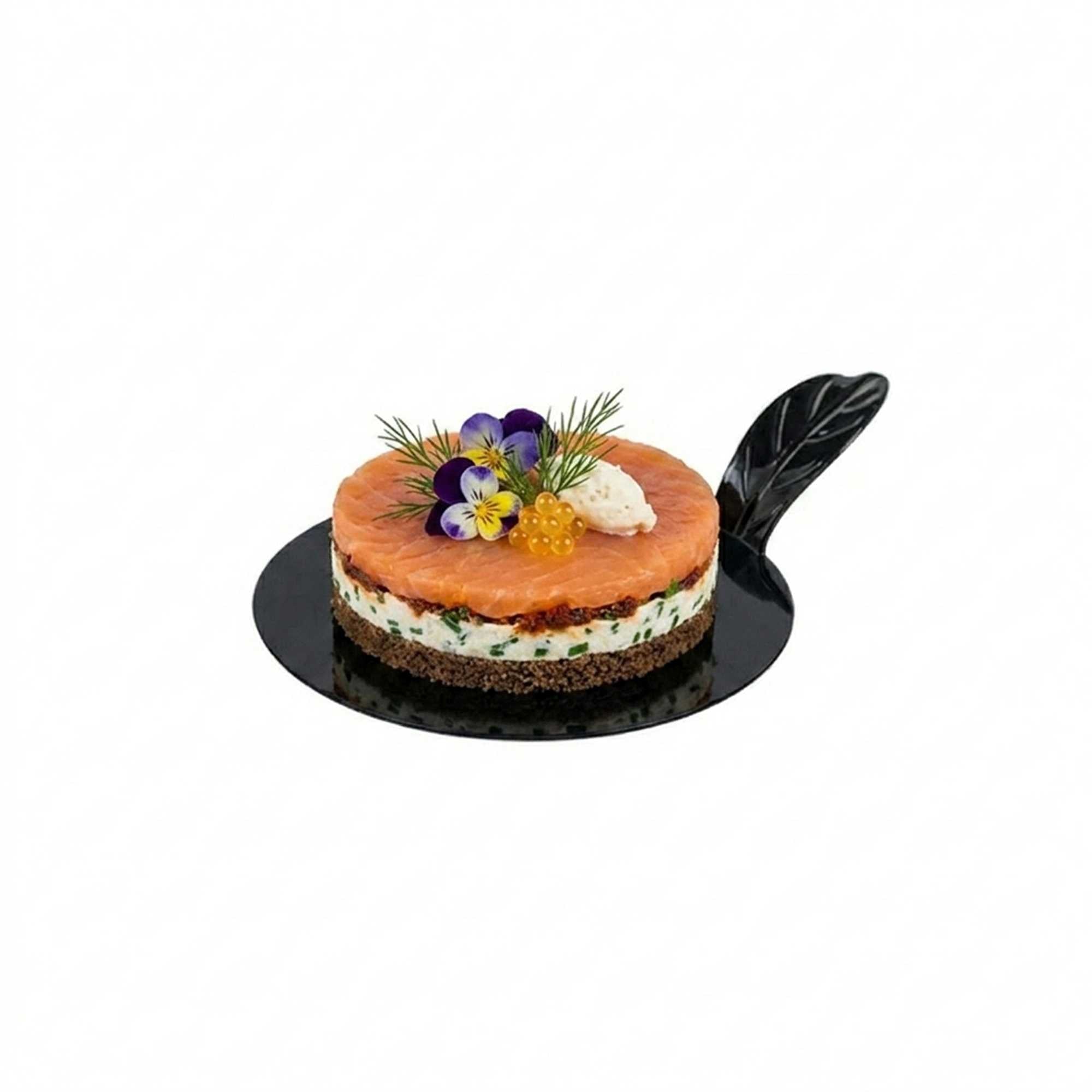 Pastry Tek Round Black Plastic Pastry Pallet - 3" x 3" x 1" - 100 count box