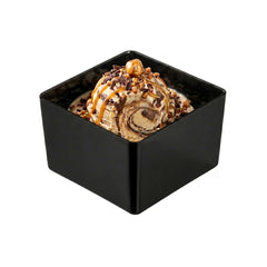 Mini Serve 2 oz Square Black Plastic Short Quadrato Cup - 1 3/4