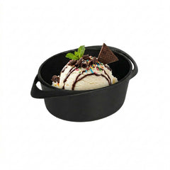 Mini Serve 3 oz Round Black Plastic Mini Infinity Pot - 3 3/4
