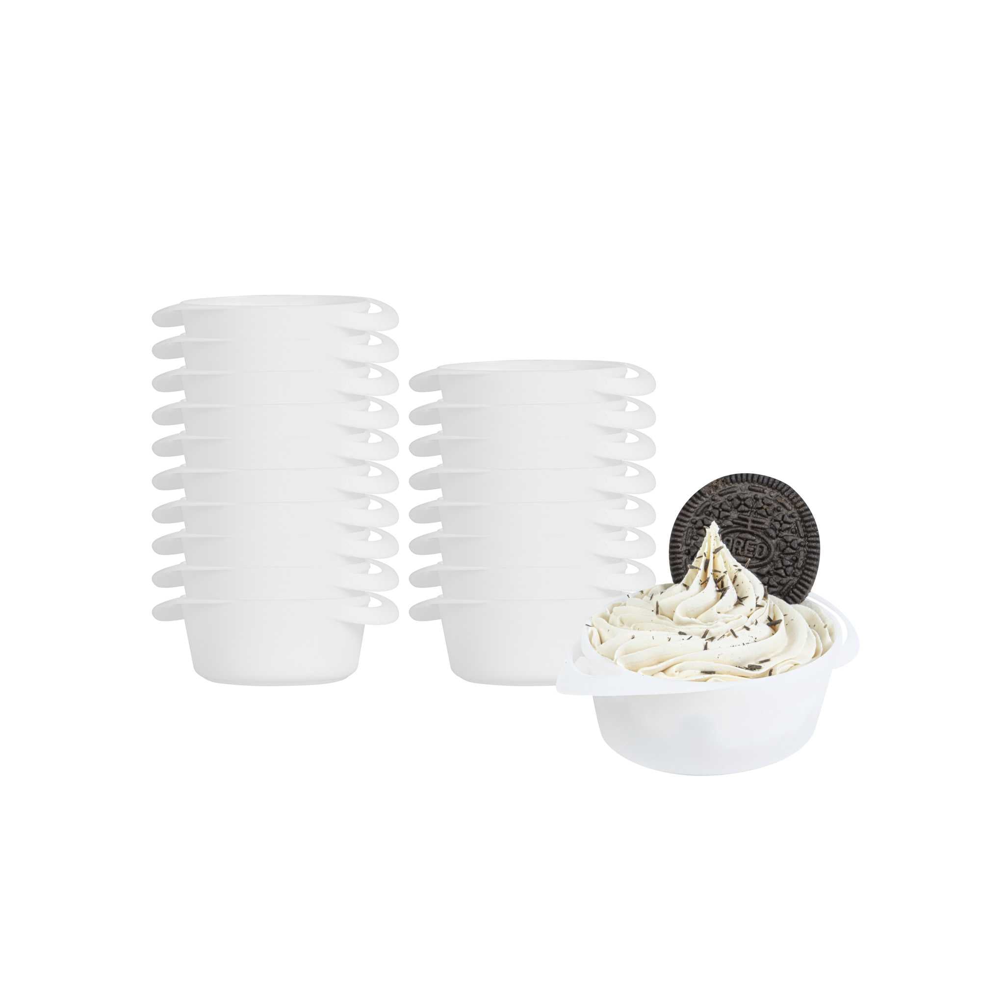 Mini Serve 3 oz Round White Plastic Mini Infinity Pot - 3 3/4" x 2 1/2" x 1 1/4" - 100 count box