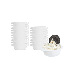 Mini Serve 3 oz Round White Plastic Mini Infinity Pot - 3 3/4
