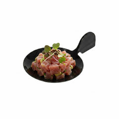 Mini Serve Fish Black Plastic Tasting Plate - 3 3/4