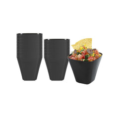 Mini Serve 4 oz Square Black Plastic Bellissima Tasting Cup - 2 1/2