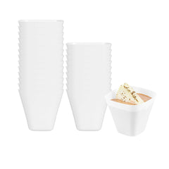 Mini Serve 4 oz Square White Plastic Bellissima Tasting Cup - 2 1/2