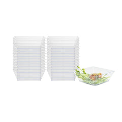 Maxi Serve 10 oz Square Clear Plastic Small Modern Bowl - 4 1/4