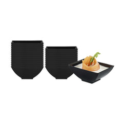 Mini Serve 3 oz Rectangle Black Plastic Small Architetto Bowl - 3 1/4