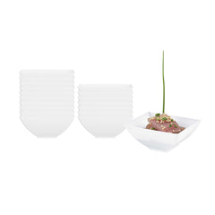 Mini Serve 3 oz Rectangle White Plastic Small Architetto Bowl - 3 1/4
