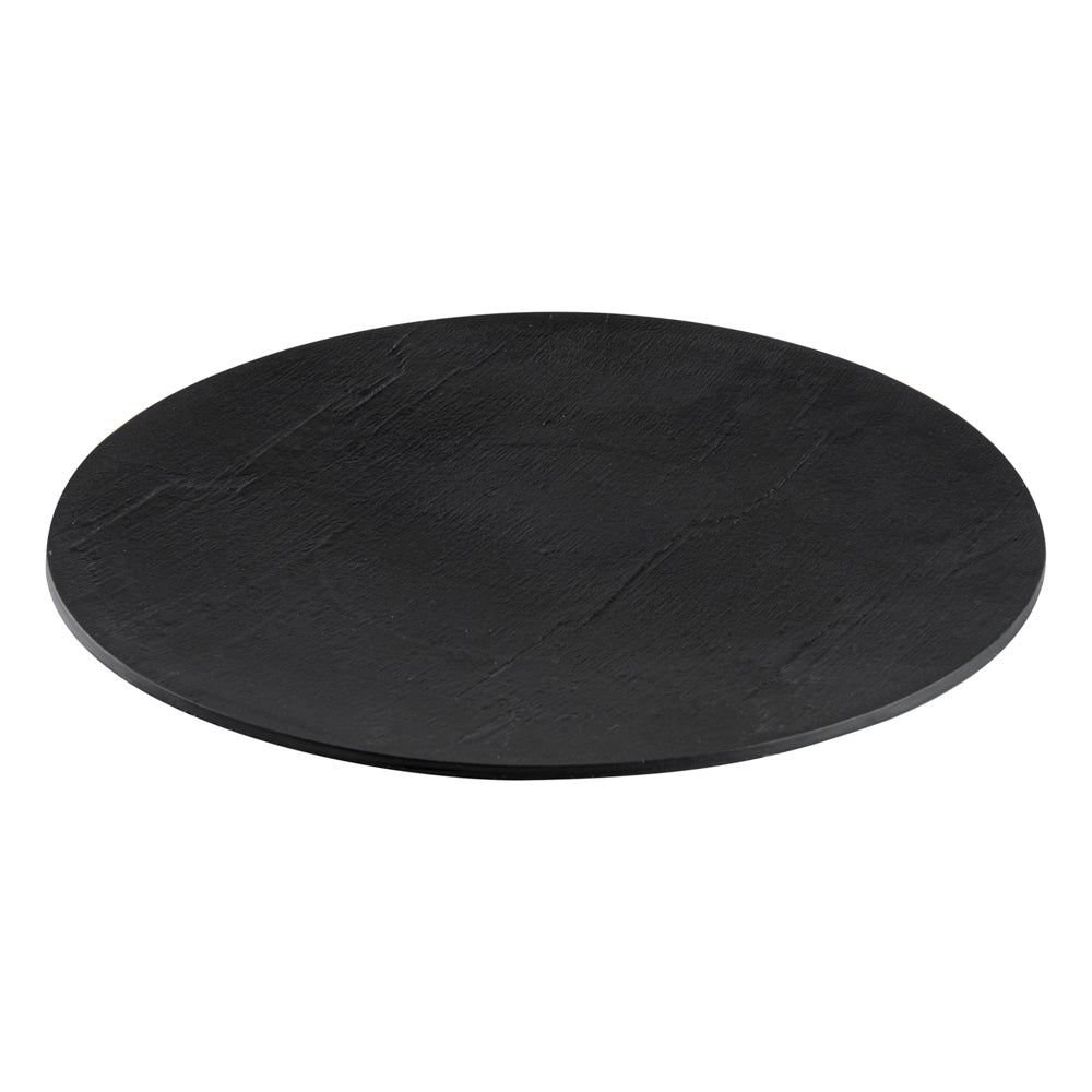 Maxi Serve Round Black Plastic Medium Plate - Faux Slate - 8 3/4" x 8 3/4" - 100 count box